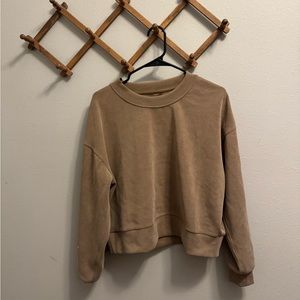Lululemon Perfectly Oversized Cropped Crew Brown Beige 6